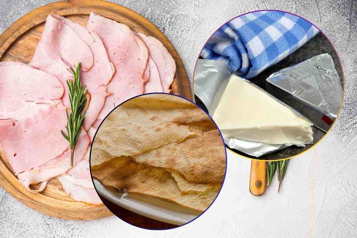 Prosciutto cotto formaggio spalmabile e pane
