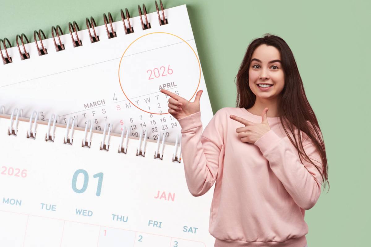 Ragazza indica la data sul calendario
