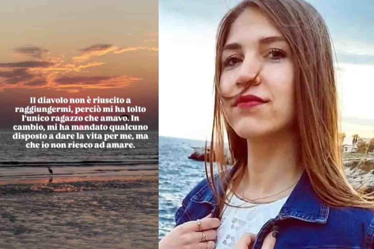 Foto Facebook di Tatiana Tramacere e affianco una delle frasi che scriveva sui social