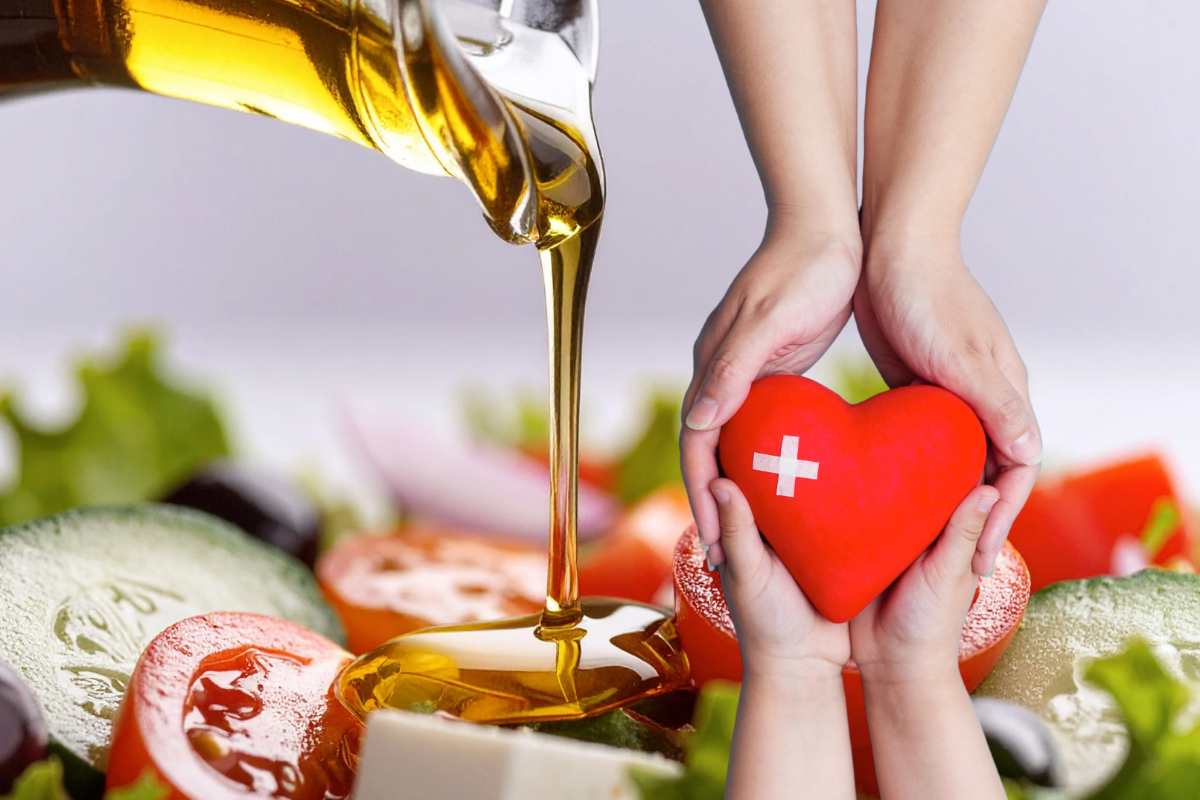 Oli odi oliva versato sull'insalata