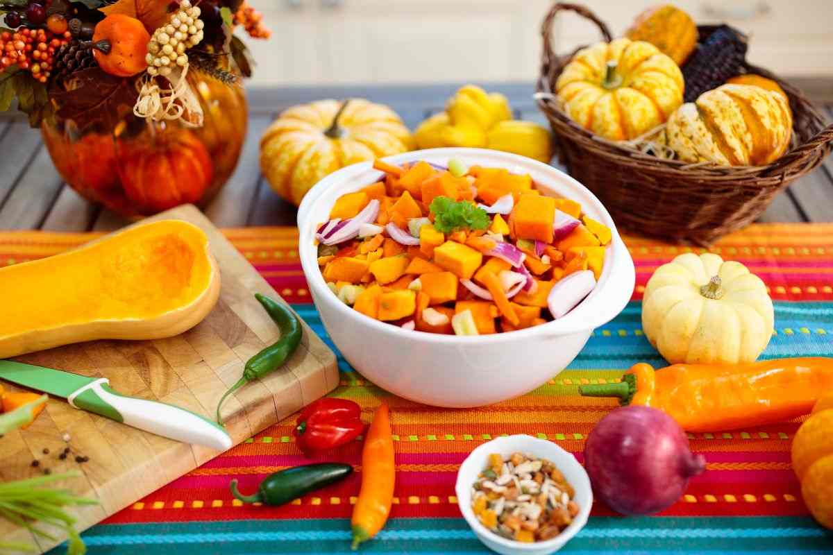 Ingredienti freschi tipici dell'autunno e inverno