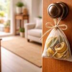 Bucce di limone appese alla porta di casa